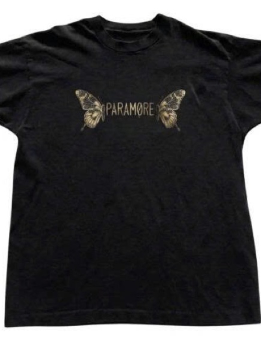 Black Short Sleeve Tee with Gold Butterfly Graphic